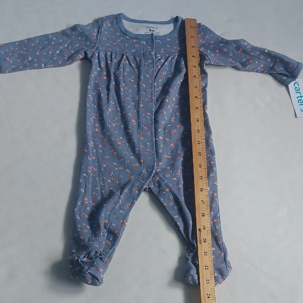 Carter's Blue Cozy Footie‎ One Piece 9 Months